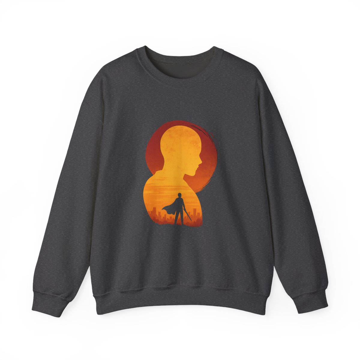 Sustainable Champion Powerblend Sweatshirt One Punch Man T ShirtMinimalist Silhouette Saitama - alternate angle 5, merchandise