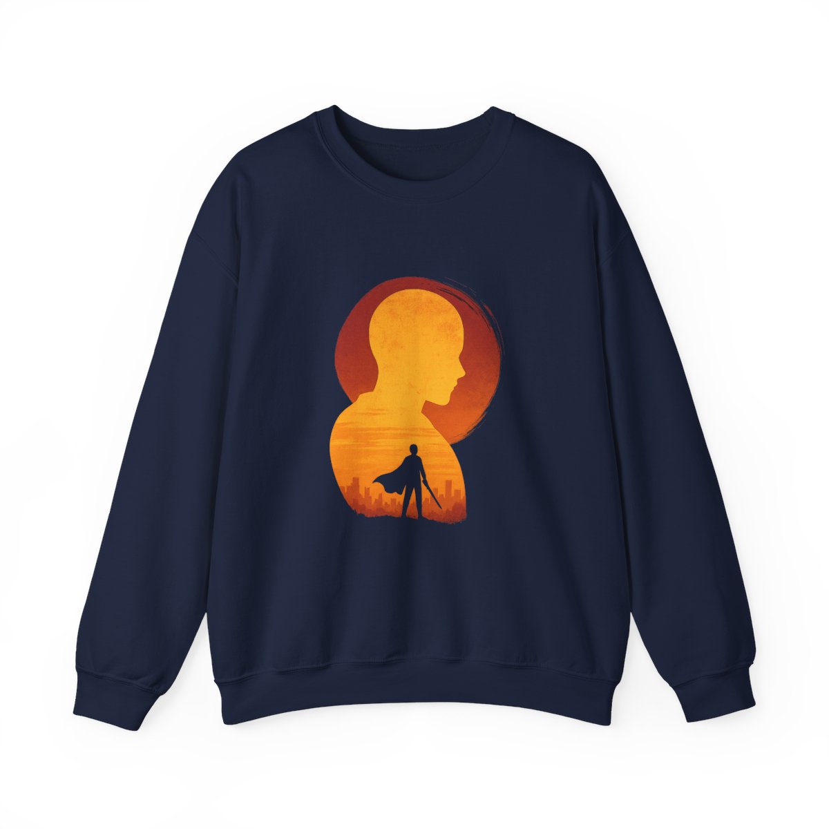 Sustainable Champion Powerblend Sweatshirt One Punch Man T ShirtMinimalist Silhouette Saitama - alternate angle 3, merchandise