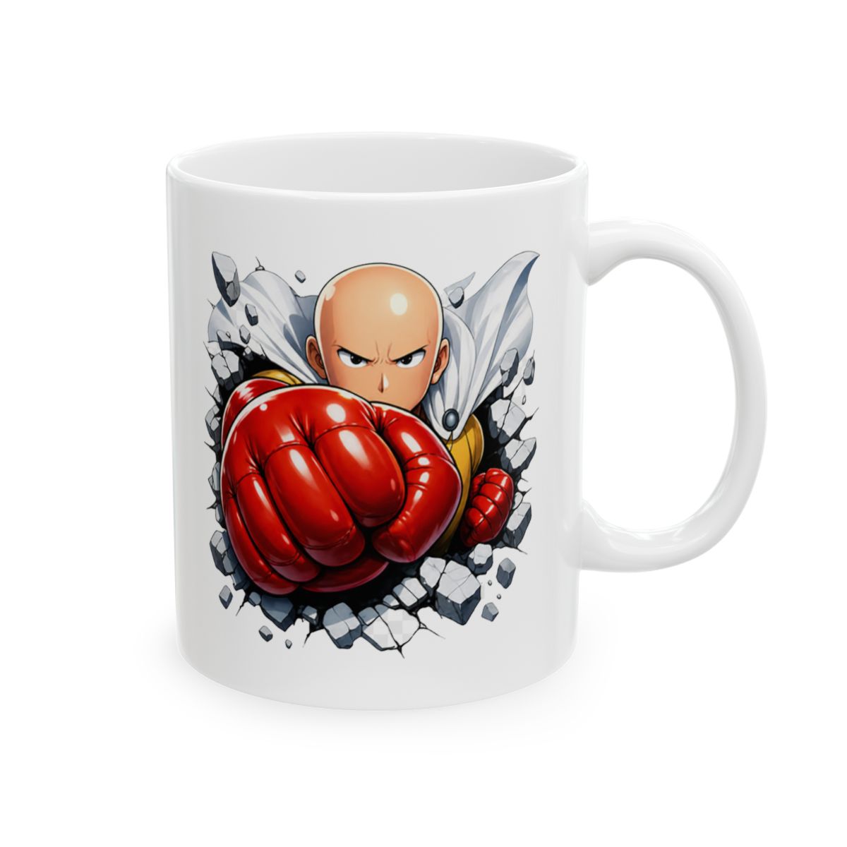 3D Puffy Saitama Mug | One Punch Man Anime Coffee Cup | Manga Aesthetic Gamer Gift | Unique Hero Art Cup | Funny Anime Saitama Punch Mug - Official Mugs & Drinkware merchandise