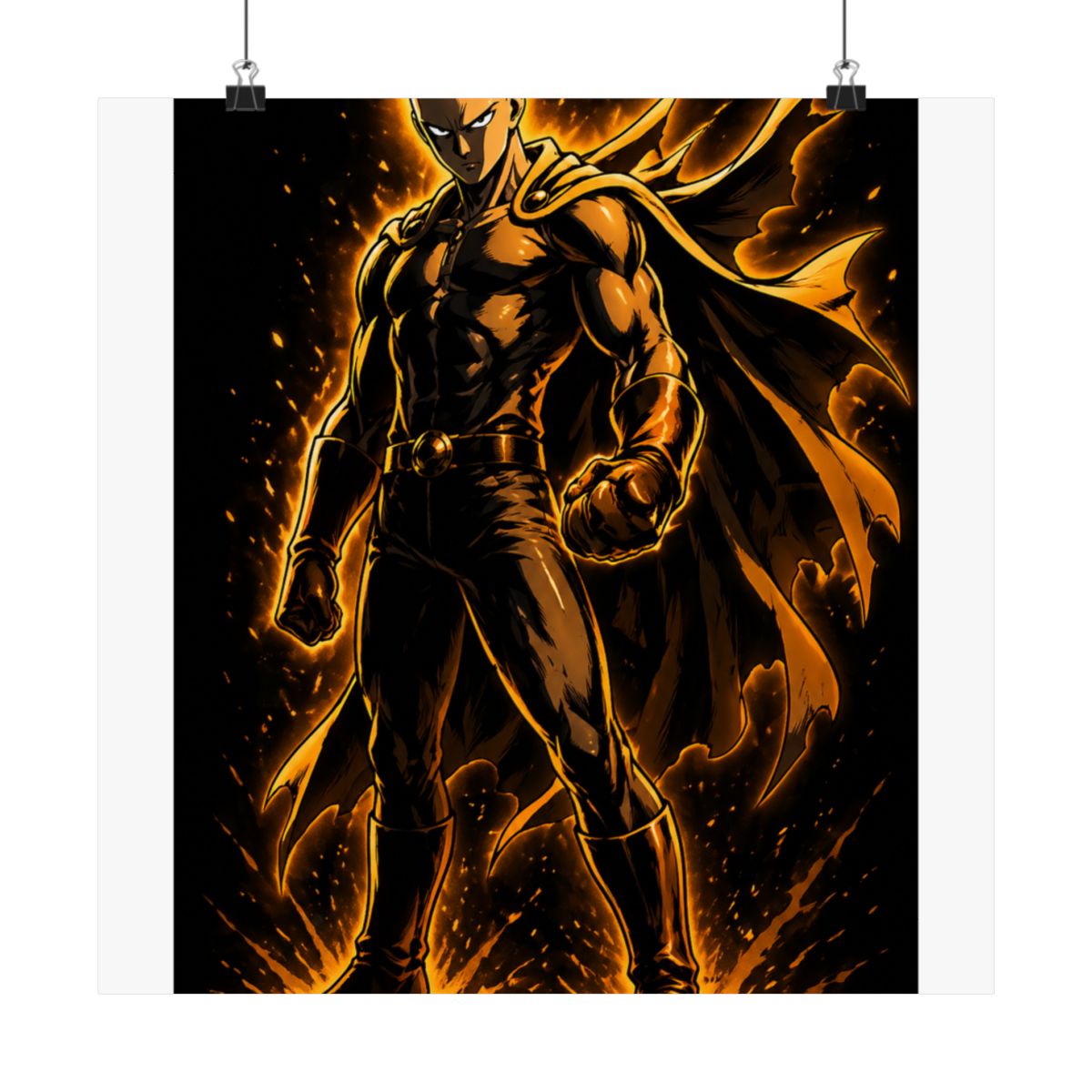 Saitama Metal Wall Art, One-Punch Man LED Backlit Wall Decor, Anime Manga Fan Gift, Teen Room Living Room Decor, Custom Anime Present - alternate angle 2, merchandise